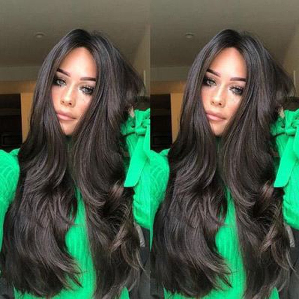 Long Curly Wavy Synthetic Wig Black Natural Full Wigs For Women 25 Inches